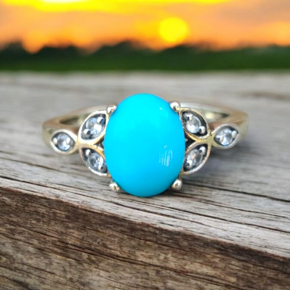 JTV Jewelry - 14k Over Sterling Sleeping Beauty Turquoise Ring